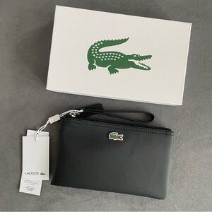 Lacoste Black Logo Noir Clutch with Wrist Strap – New with Box & Tags